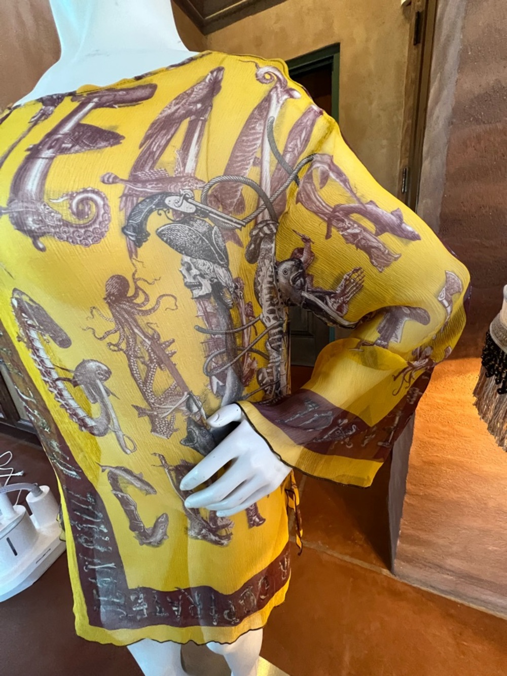 Jean Paul Gaultier Yellow & Brown Graphic Top